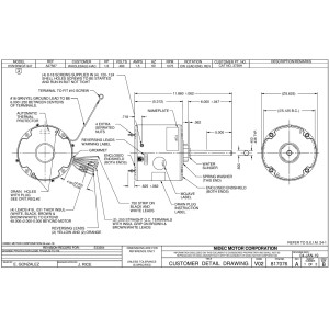 US Motors 3738H 1/2 Hp Mojave 1075 rpm, 6 poles, 1 shaft, TEAO Enclosure, 1 speed, 5.6 diameter, CW/CCW, 460 V, 60 hz, 1 ph, 10 mfd/370 VAC Run Capacitor K055WGF0947014B