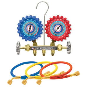 Uniweld A2LM5H Juego Manometro R-32/R-454B/R-448A/R-410A Fahrenheit psi, Mangueras 5 pies   