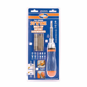 Uniweld Screwdriver Multiple 20 in 1 with Ratchet 1/4-5/16 drivers 14 Magnetic doubled-end Bits 20N1RSD
