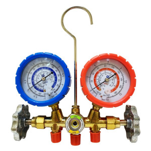 Appli Parts APMG-A4B36S R600 Manifold Gauge Set, Brass Body with Sight-glass, Includes 36 in Hose Set 1/4in SAE, Dual Pressure psi/Bar, Dual Temperature Fahrenheit/Celsius Scales 
