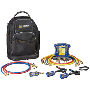 TITANMAX 40887 Manometro Digital con sensores inalambricos colector TITANMAX, vacuometro YJACK VAC, abrazaderas de temperatura YJACK (2),, juego de (6) mangueras PLUS II (3) 60 pulg 1/4 in RYB