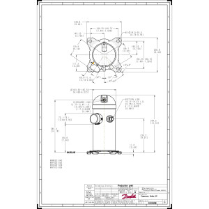 Danfoss HRH038U4LP6 3.2 tons 38.000 btu/h R410A Compressor Scroll para Aire Acondicionado 380-415/3/50, 460/3/60 (V/Ph/Hz) Descarga 1/2 pulg, Succion 3/4 pulg, ODF, PVE Oil 121L1206, 121L1203