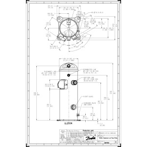 Danfoss LLZ034T2LQ9C 10 HP LBP Refrigeration Scroll Compressor 208-230/3/60 (V/Ph/Hz) R404A, R507, R452A, R448A, R449A, Rotolock Connections, 121L9553, 121L9552, 121L9061 