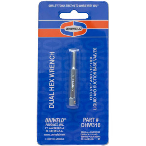 Uniweld DHW316 Acople Dual Exagonal de 3/16 y 5/16 pulg, con base cuadrada de 1/4 pulg