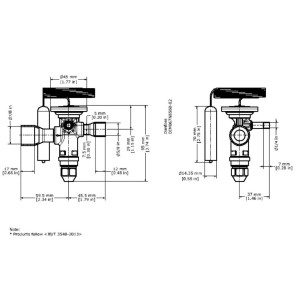 Danfoss 067N6404 12TR Valvula de Expansion Termostatica, TGE, R454B, 5/8x7/8 pulg Soldable, ODF, 1/4 pulg Ecualizacion Externa, Bi-flow, -40 a 10 C