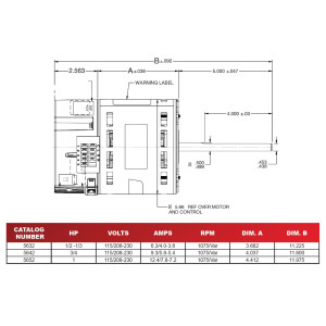 US Motors Rescue EZ13 ECM 1 hp 1075 rpm, 10 polos, 1 eje, OPA Cerramiento, Vel variable Reversible 115/208-230 V, 60 hz, 1 ph, 5652 M055TZE0092015B 5 Pines X13