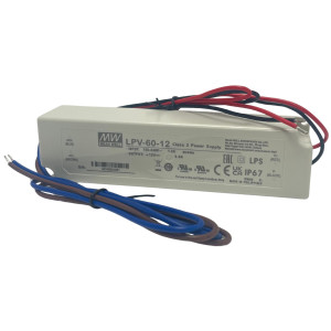 MW LPV-60-12 Controlador LED de voltaje constante , 5 A, 12 V, convertidor CA/CC, topología de 1 salida