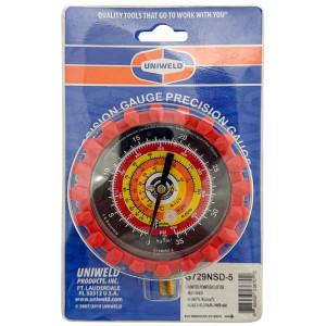 Uniweld G729NSD-5 Esfera de Manometro Roja, Alta, R-600a,R-290,R-1270, 3-1/8 in