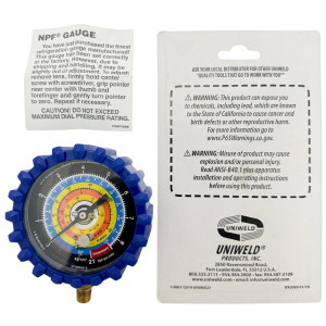 Uniweld G730NSD-5 Esfera de Manometro Azul, Baja, R-600a,R-290,R-1270, 3-1/8 in