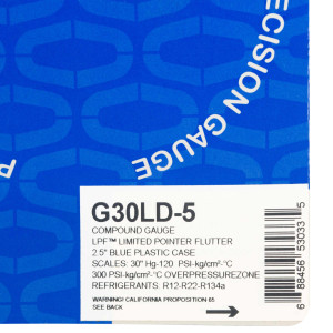 Uniweld G30LD-5 Manifold Gauge Blue/Low R12/R22r/R134 Celsius, Psi-Kg/Cm2