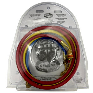 Uniweld A2LM5EZ Juego Manometro R-32/R-454B/R-448A/R-410A Fahrenheit psi, Mangueras 5 pies EZ Turn

