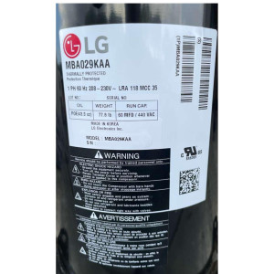 LG MBA029KA 4.5 HP MBP Refrigeration Scroll Compressor 208-230/1/60 (V/Ph/Hz) R404, POE Oil, Run Cap 60 mfd 440 VAC  