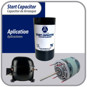 Appli Parts motor start capacitor 161-193 Mfd (microfarads) uF 250 VAC universal fit for electric motor applications 1-7/16 in Wide 3-3/8 in Height CON-161-250

