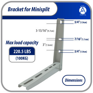 Appli Parts APAB-2100 Mini Split Wall Mounting Bracket, Heavy Duty Condenser Support up to 220 lbs, Universal for Outdoor Unit from 5,000 to 36,000 BTU with Installation Kit
