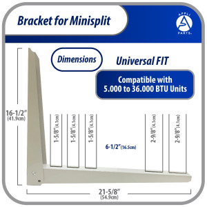 Appli Parts APAB-2160 Mini Split Wall Mounting Bracket - Heavy Duty Outdoor Support Up to 330 lbs, Universal Fit for 5000 to 36000 BTU Units, Includes Anti Vibration Pads and Full Installation Kit