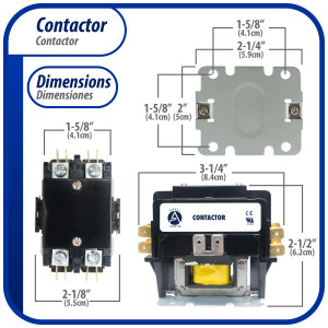 Appli Parts APAC-22024 Heavy Duty Contactor 2 Poles 20A 24V Coil Replacement for AC Compressors and Electrical Applications UL Certified E476929