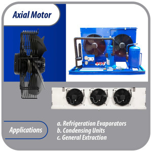 Appli Parts AXF-500-4 Extractor Axial 500 mm (19-3/4 pulg) 220-440 V, 3 ph, 60 Hz, 500 W, 1550 rpm, Rango Temperatura -30 C a 60 C, incluye aspa y base tipo jaula