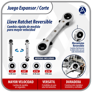 Appli Parts APT-FT278 Juego Expansor y Corte kit de herramientas incluye Avellanador de tubo de cobre, Llave ratchet y cortador de tubo de 1/8 hasta 3/4 de pulg