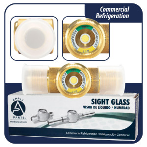 Appli Parts APSG-58A Visor de Liquido 5/8 in Flare, Indicador de Humedad con conexiones Rosca, cuerpo solido, para Sistemas de Refrigeracion y Aire Acondicionado compatible refrigerantes CFC HCFC HFC