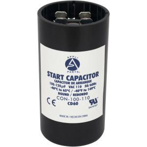 Appli Parts Condensador Capacitor Arranque 100-120 Mfd (microfaradios) uF 110-125 VAC remplazo universal para motores electricos de distintas aplicaciones 3.7cm Diametro 7cm Alto CON-100-110
