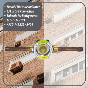 Appli Parts APSG-14S 1/4 in Sight Glass and liquid moisture indicator Solder connections with take-apart Body for HVAC/R installations suitable for CFC HCFC HFC refrigerants