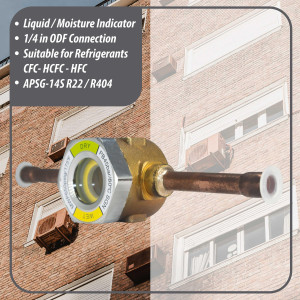 Appli Parts APSG-14S 1/4 in Sight Glass and liquid moisture indicator Solder connections with take-apart Body for HVAC/R installations suitable for CFC HCFC HFC refrigerants