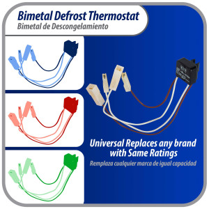Appli Parts APBT-B261P Bimetal Termico 4 Cables Abre 7C y Cierra -4C con 4 conectores, Remplazo para Mabe, Remplaza BIM-261, Atlas Millenium, Innovacion, Termodisco