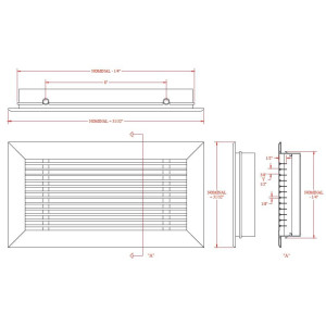 Difusor Perimetral 3/8 Separacion entre Aletas, Aluminio Blanco 36in x 06in DF3LB36000600 Vermont