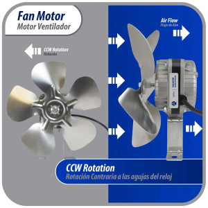 Appli Parts APFM-72E 7W Condenser and Evaporator Fan Motor 220V 60Hz 0.23A, Includes 8in Aluminum Fan Blade and Mounting Base, Universal Replacement for Commercial Refrigeration Units