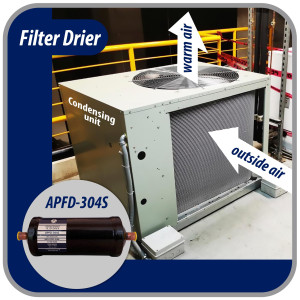 Appli Parts APFD-304S 1/2 in Liquid Line Refrigerant AC Filter Drier hvac Refrigeration 304S ODF Sweat Solder connection universal unidirectional 10-1/2 in long 3-1/4 in wide