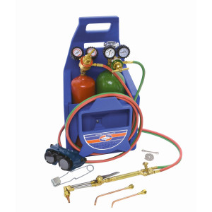 Uniweld Oxyacetilene Welding Outfit KL550-4P-T Includes: Weld Handle and Tip / Cut Attachment and Tip / Oxygen and Acetylene Regulator / Hoses / Goggles / Lighter / Stand / Tank Key / Tank