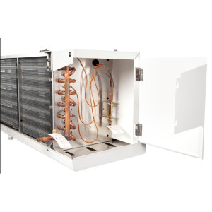 Danfoss 114U0022 Evaporator Optyma MBP R404 46.5K Btu/hr at 25F SST Air Defrost 6FPI Medium Profile 3 x ECM fans DACC RX M645.1A4/A1H 230V/1Ph/60Hz 
