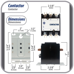 Appli Parts APAC-33024 Heavy Duty 3 Poles Contactor 30 Amp 24 Volts Coil Replacement for ac Compressor and Electrical Applications UL Certified 476929