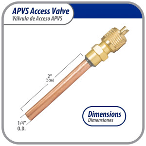 Appli Parts 10 unidades Valvula de acceso de 1/4 SAE x 1/4 pulg OD x con vastago de cobre de 5cm de largo con nucleo y tapa de laton con removedor de nucleo y empacadura APVS-14142K10