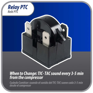 Appli Parts Interruptor de rele para mini nevera de 3 pines, 4,7 Ohmnios, 110 V, rele de arranque PTC universal, pieza de repuesto para multiples marcas de refrigeradores, enfriadores de vino APSR-4002P