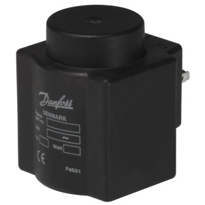 Danfoss 018F4517 Bobina para Solenoide 24 V,60 Hz, 9 W, 50 Hz, 10 W, IP65, BQ024CS, Terminales DIN