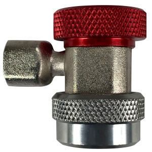 Appli Parts APQC-134H Acople Rapido Refrigeracion y Aire Acondicionado Automotriz para carga y servicio R-134 Alta rojo, adaptador de bronce, conexion de 1/4 de pulg
