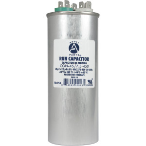Appli Parts CON-20/5-450 Condensador Capacitor de Marcha 45+7.5 Mfd uF (microfaradios) 370VAC o 450VAC CBB65 Universal Aire acondicionado y otras aplicaciones Redondo UL E476928 13.7cm Alto 5cm Ancho