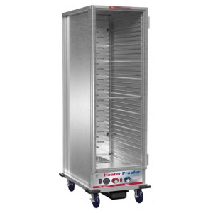 Winholt Heated Holding Proofing Cabinet Mobile Non‐Insulated Heater Proofer Cabinet, full height, 20‐3/4inW x
34‐1/8inD x 67‐1/8inH, aluminum construction, forced air,
accommodates (35) 18in x 26in pans, dual proof/heat control, lift‐off clear d