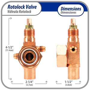 Appli Parts APRV-VA09 Rotolock Valve V09 1-1/4 in x 5/8 in ODF solder connection Universal replacement valve will work for refrigeration and air conditioning systems