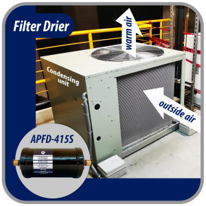 Appli Parts APFD-415S 5/8 in Liquid Line Refrigerant AC Filter Drier hvac Refrigeration 415S ODF Sweat Solder connection universal unidirectional 9-1/2 in long 3-3/4 in wide