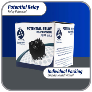 Appli Parts APPR-063 Potential Relay 063, Coil Voltage 170 V, Min Pick up 139 V, Max Pick up 153 V, Max Drop Out 55 V, 50/60 Hz Universal replacement for HVAC and Refrigeration units