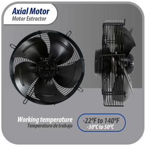 Appli Parts AXF-250-1 9-7/8 in Axial Fan Motor Guard Mounted Fan Blade 110 V, 1 Ph, 50-60 Hz, 70 W, 1590 rpm, Universal replacement for Cold Room Evaporators, Condensing Units, Work Temp -22F to 140F
