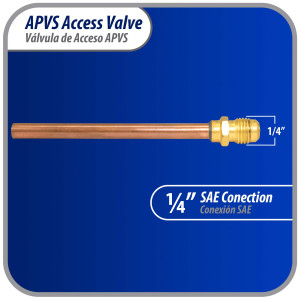 Appli Parts 10 Unidades Valvula de acceso de 1/4 SAE x 1/4 pulg OD x con vastago de cobre de 8cm de largo con nucleo y tapa de laton con removedor de nucleo y empacadura APVS-14143K10
