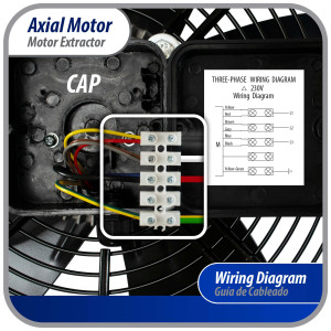 Appli Parts AXF-450-3 Extractor Axial 450 mm (17-3/4 pulg) 220 V, 3 ph, 60 Hz, 300 W, 1600 rpm, Rango Temperatura -30 C a 60 C, incluye aspa y base tipo jaula