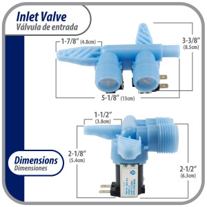 Appli Parts APIV-2112 WH13X10024 inlet water valve for washing machine 2 x 3/4 NPT Inlet 1 x 1/2 outlet 110-120 V 50/60 Hz Universal replacement for General Electric and other brands 