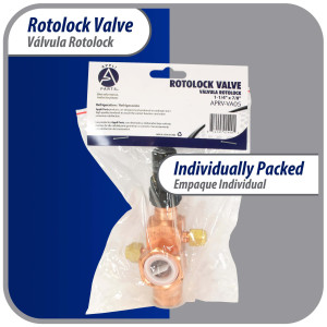Appli Parts APRV-VA05 Valvula Rotolock V05 1-1/4 pulg x 7/8 pulg Soldable con puertos de acceso de 1/4 pulg Universal para sistemas de refrigeracion y aire acondicionado