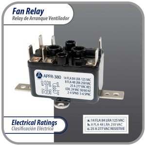 Appli Parts APFR-380 90-380, 24 VAC Coil, Heavy Duty Switching Fan Relay, SP Normally Open, SP Normally Closed, AC and heating Furnace blower relay Universal fit multi position bracket