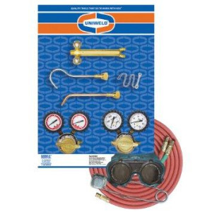 Uniweld KCH Welding Outfit Capn Hook Includes: Welding Handle / Brazing Tips / Oxygen and Acetylene Regulator / Twin Hose / Goggles / Flint Lighter / Tank Key / Carrying Stand and Tanks not Included Uniweld KCH Welding Outfit Capn Hook Includes: Welding Handle / Brazing Tips / Oxygen and Acetylene Regulator / Twin Hose / Goggles / Flint Lighter / Tank Key / Carrying Stand and Tanks not Included