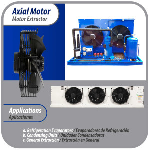 Appli Parts AXF-300 Extractor Axial 300 mm (11-3/4 pulg) 220 V, 1 ph, 50-60 Hz, 115W 1600 rpm, Rango Temperatura -30 C a 60 C, incluye aspa y base tipo jaula